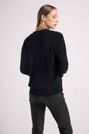 Boyfriend Cardigan V-Neck Lea - Black - 100% Cashmere Oeko-Tex - Woman