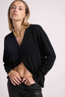Boyfriend Cardigan Col V Lea - Noir