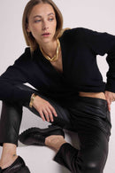 Boyfriend Cardigan Col V Lea - Noir