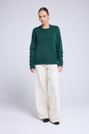 Boyfriend Cardigan Col V Lea - Vert Bouteille