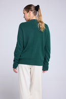 Boyfriend Cardigan Col V Lea - Vert Bouteille