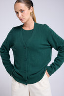 Boyfriend Cardigan Col V Lea - Vert Bouteille