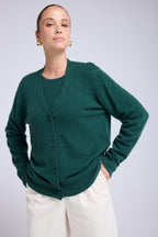 Boyfriend Cardigan Scollo A V Lea - Verde Bottiglia