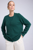 Boyfriend Cardigan Col V Lea - Vert Bouteille