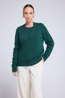 Boyfriend Cardigan Col V Lea - Vert Bouteille
