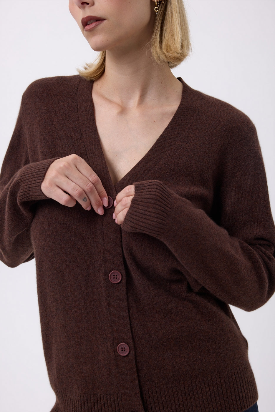 Boyfriend Cardigan Col V Lea - Marron - Femme