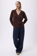 Boyfriend Cardigan Col V Lea - Marron - Femme
