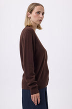 Boyfriend Cardigan Col V Lea - Marron - Femme