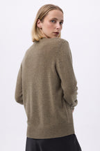 Boyfriend Cardigan Col V Lea - Vert Khaki - Femme