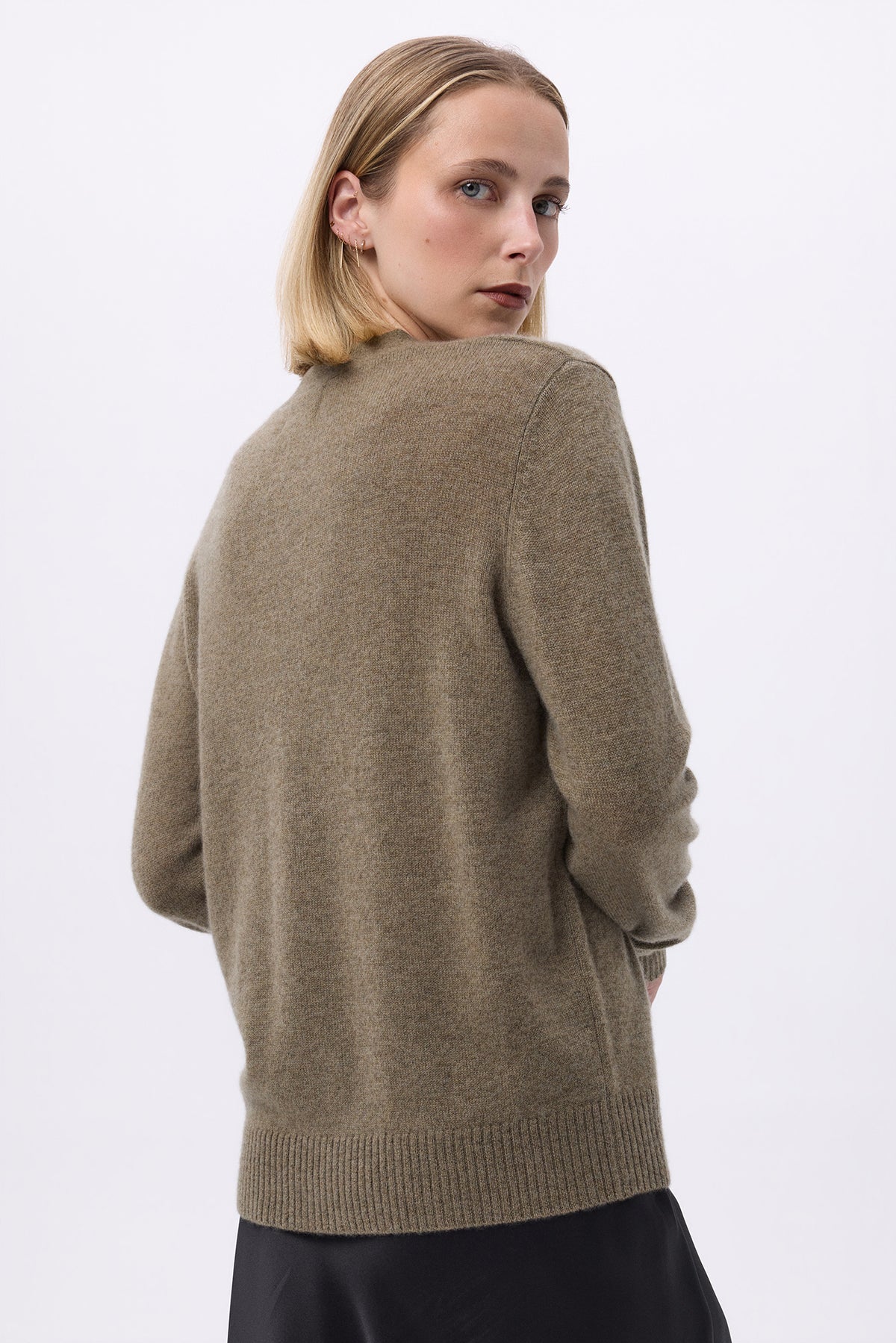 Boyfriend Cardigan Col V Lea - Vert Khaki - Femme