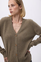Boyfriend Cardigan Col V Lea - Vert Khaki - Femme