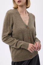 Boyfriend Cardigan Col V Lea - Vert Khaki - Femme