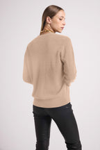 Lea Boyfriend V-Neck Cardigan - Cream Beige - Women