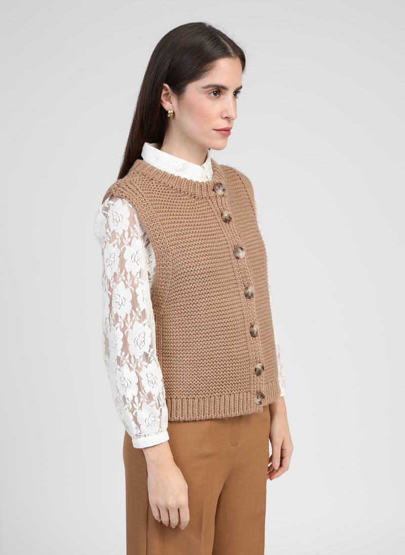 Cardigan Sans Manche Lejicky Sable