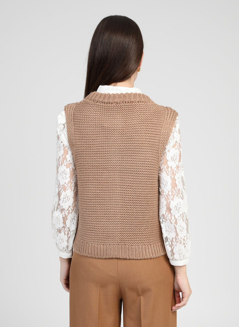 Cardigan Sans Manche Lejicky Sable