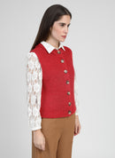 Cardigan Sans Manche Lejicky Rouge