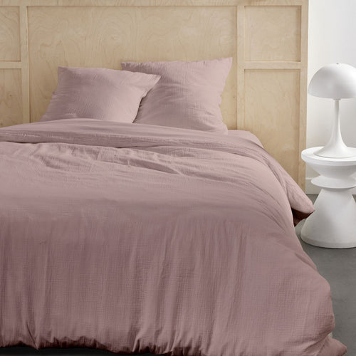 Parure De Couette (Housse + Taies D'Oreiller) - 100% Gaze De Coton - Rose Des Sables