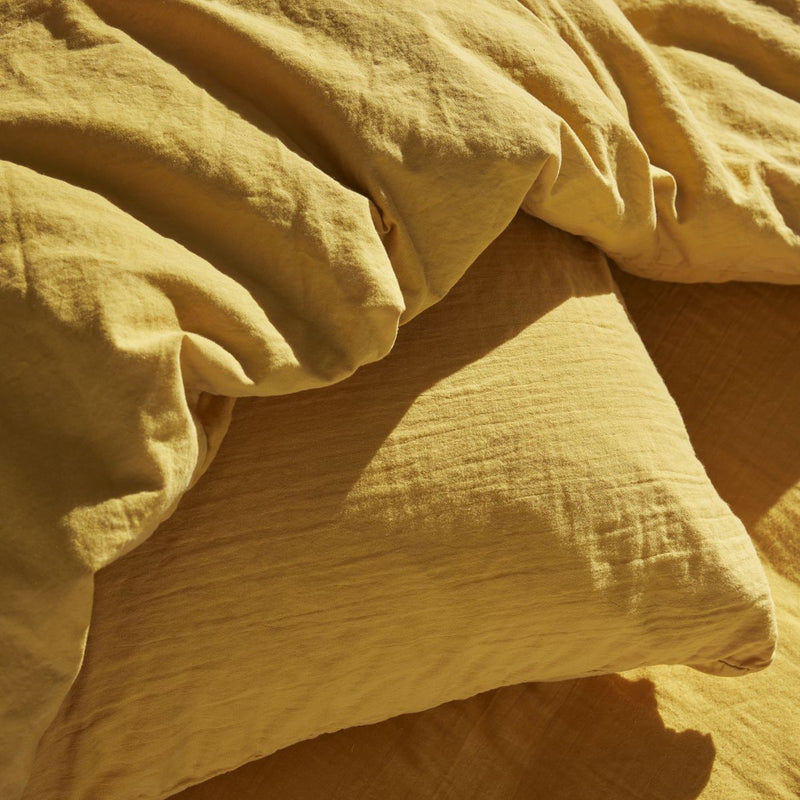Comforter Set (Cover + Pillowcases) - 100% Cotton Gauze - Ochre