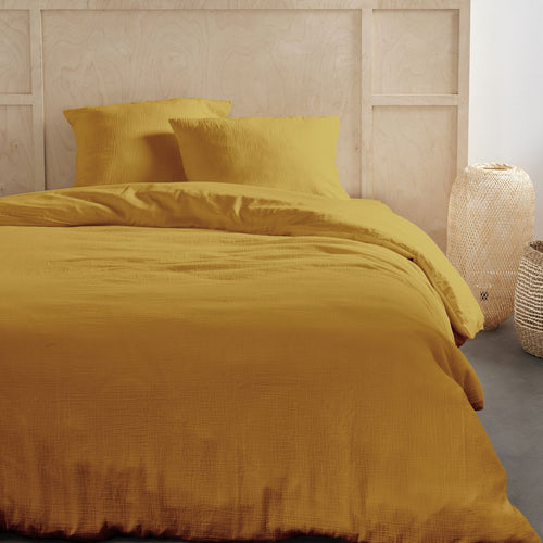 Comforter Set (Cover + Pillowcases) - 100% Cotton Gauze - Ochre