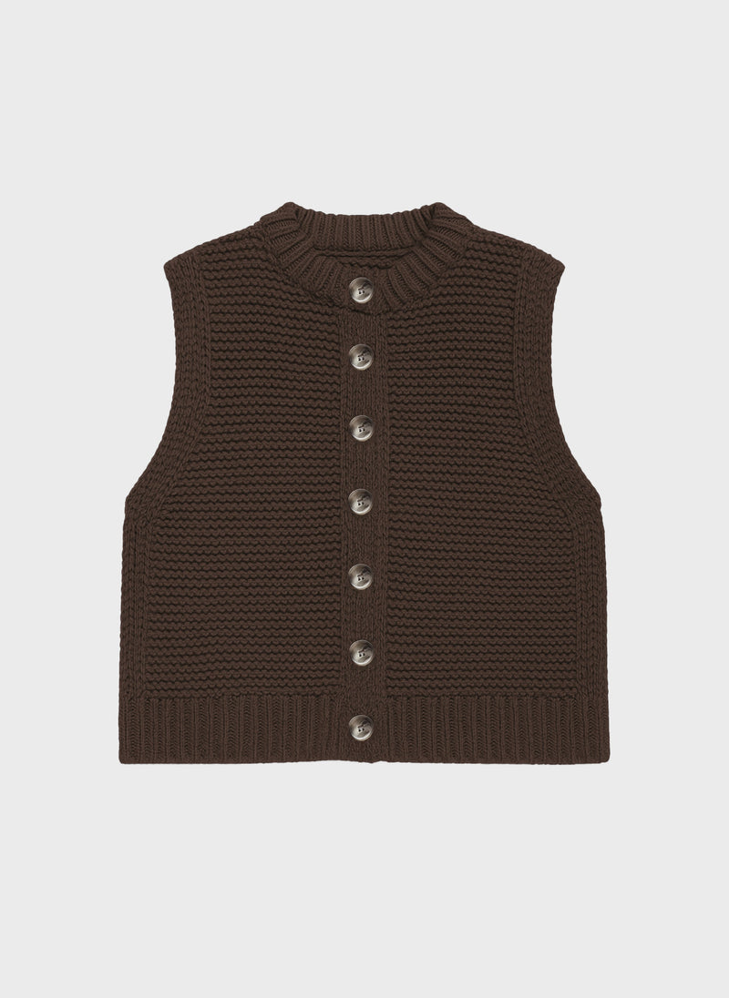 Cardigan Sans Manche Lejicky Chocolat