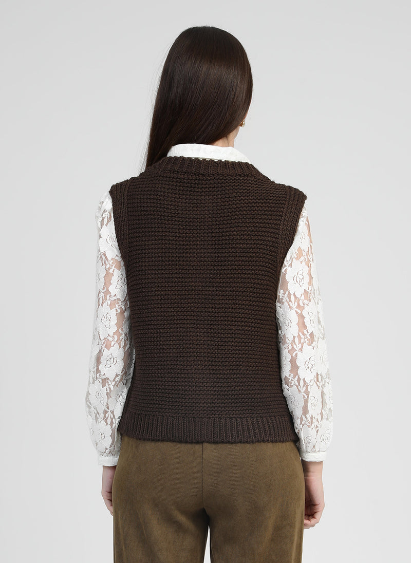 Cardigan Sans Manche Lejicky Chocolat