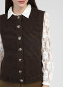 Cardigan Sans Manche Lejicky Chocolat