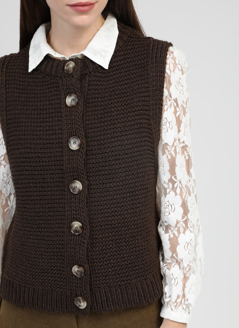 Cardigan Sans Manche Lejicky Chocolat