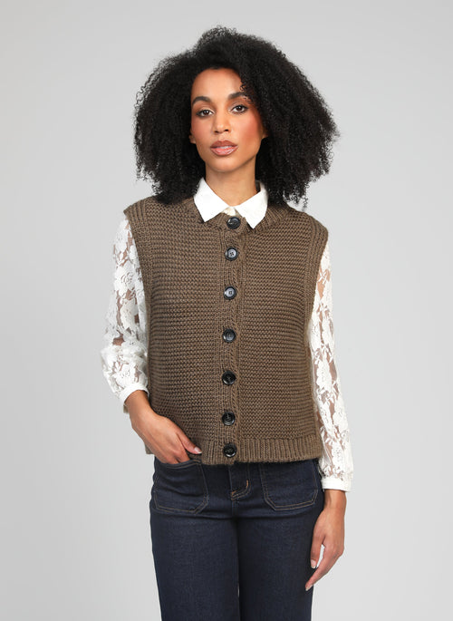 Cardigan Sans Manche Lejicky Militaire