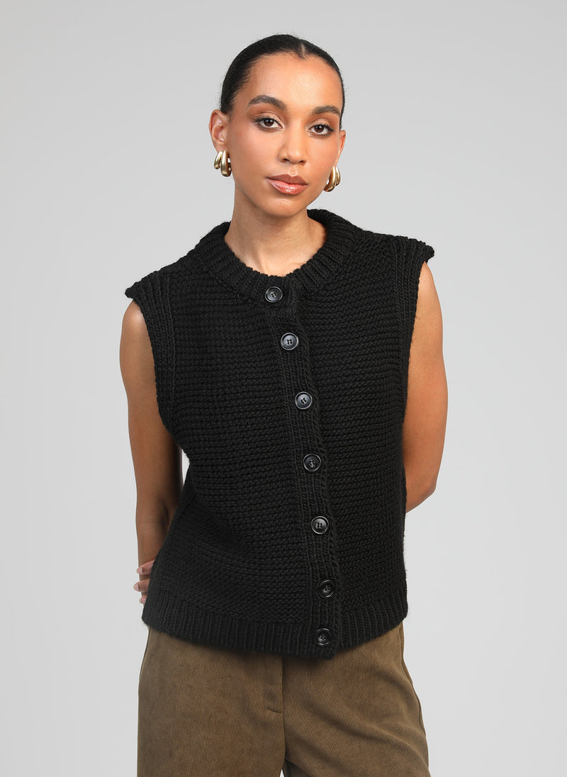 Cardigan Sans Manche Lejicky Noir