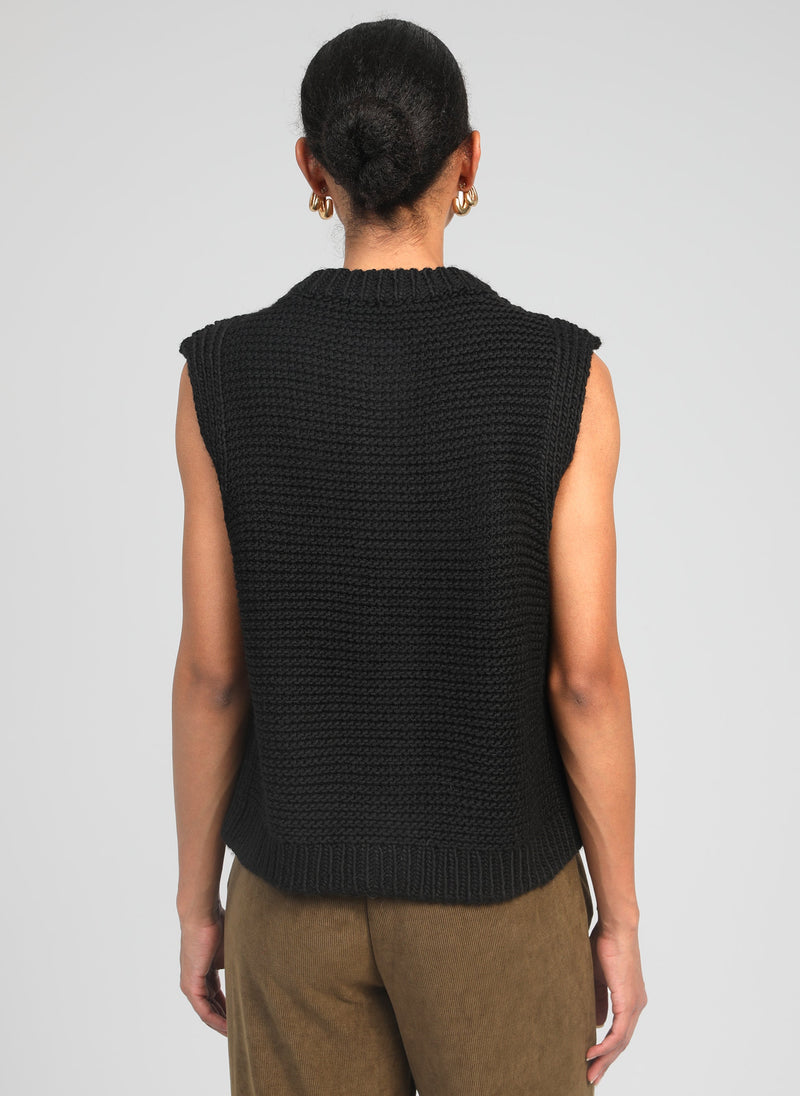 Cardigan Sans Manche Lejicky Noir