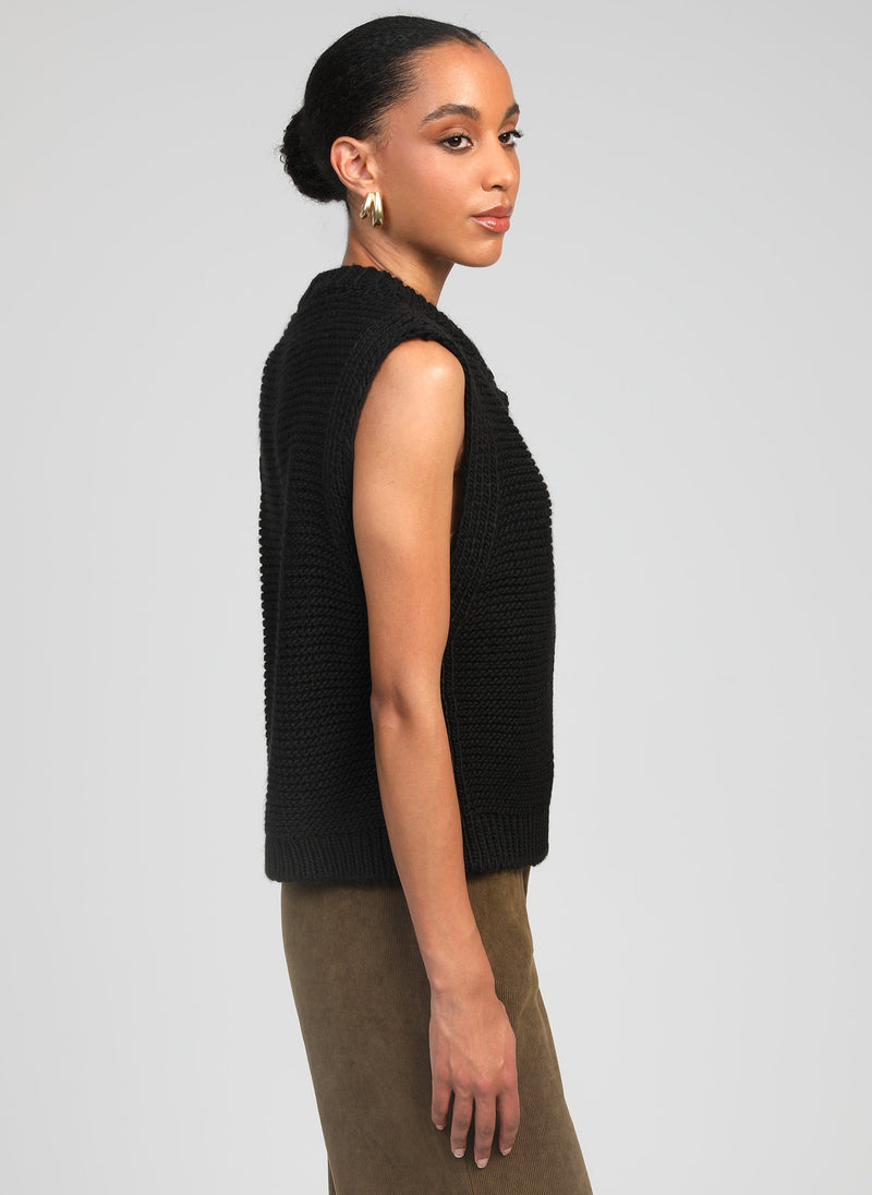 Cardigan Sans Manche Lejicky Noir