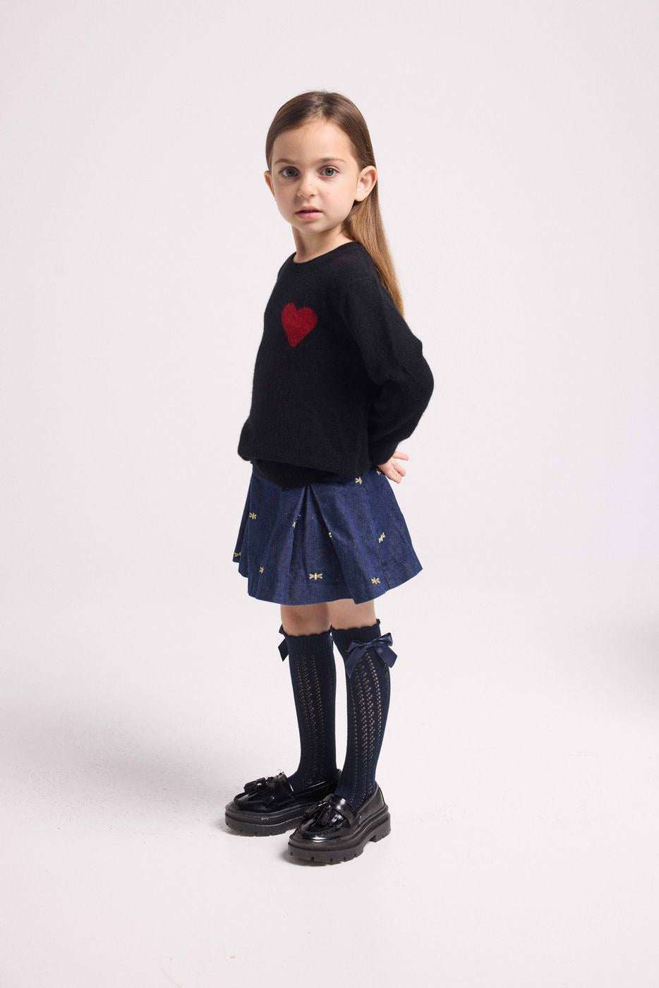Lenny Heart Crew-Neck Jumper - Black Red