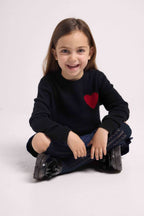 Lenny Heart Crew-Neck Jumper - Black Red