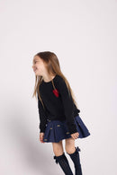 Pull Col Rond Cœur Lenny - Noir Rouge