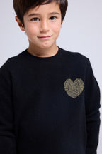 Pull Col Rond Cœur Lenny - Noir Doré