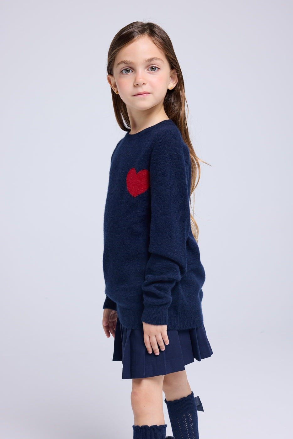 Maglione Girocollo Cuore Lenny - Blu Marino Rosso