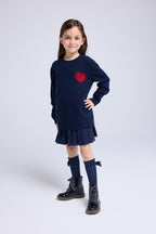 Maglione Girocollo Cuore Lenny - Blu Marino Rosso