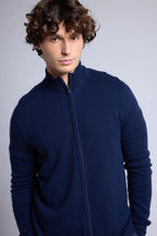 Cárdigan con cremallera y cuello alto Leo - Azul marino - Hombre