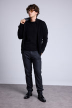 Gilet Zippe Col Montant Leo - Noir Et Gris - Homme