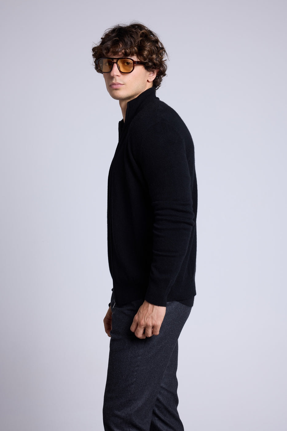 Gilet Zippe Col Montant Leo - Noir Et Gris - Homme