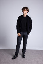 Gilet Zippe Col Montant Leo - Noir Et Gris - Homme