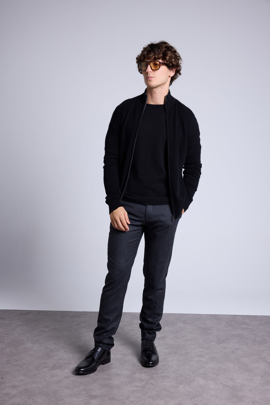 Gilet Zippe Col Montant Leo - Noir Et Gris - Homme