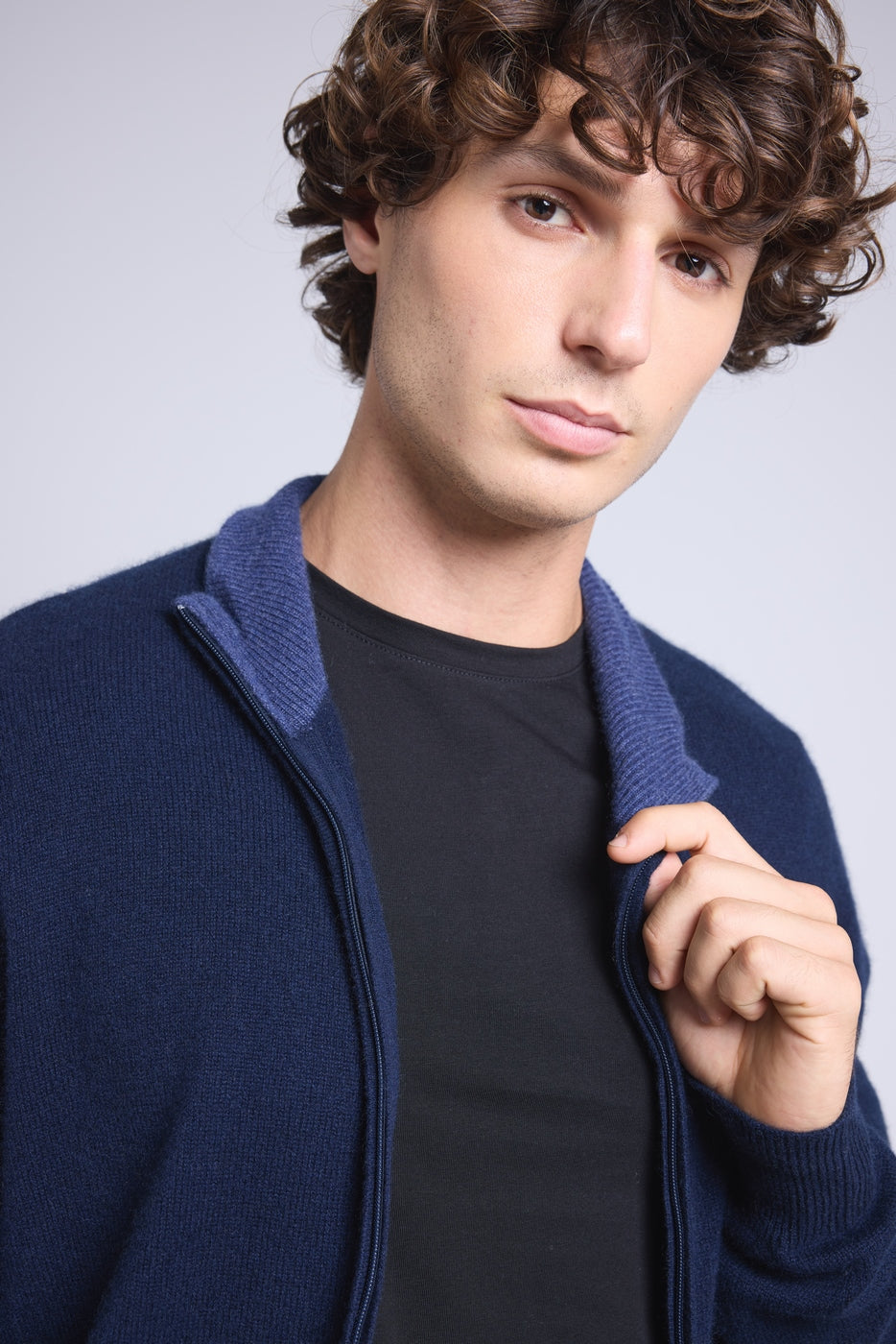 Gilet Zippe Col Montant Leo - Bleu Marine Et Indigo - Homme
