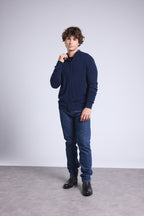 Gilet Zippe Col Montant Leo - Bleu Marine Et Indigo - Homme