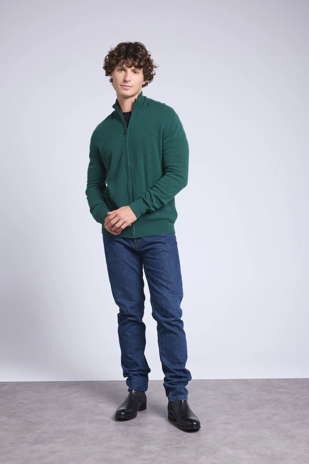 Gilet Zippe Col Montant Leo - Vert Bouteille - Homme