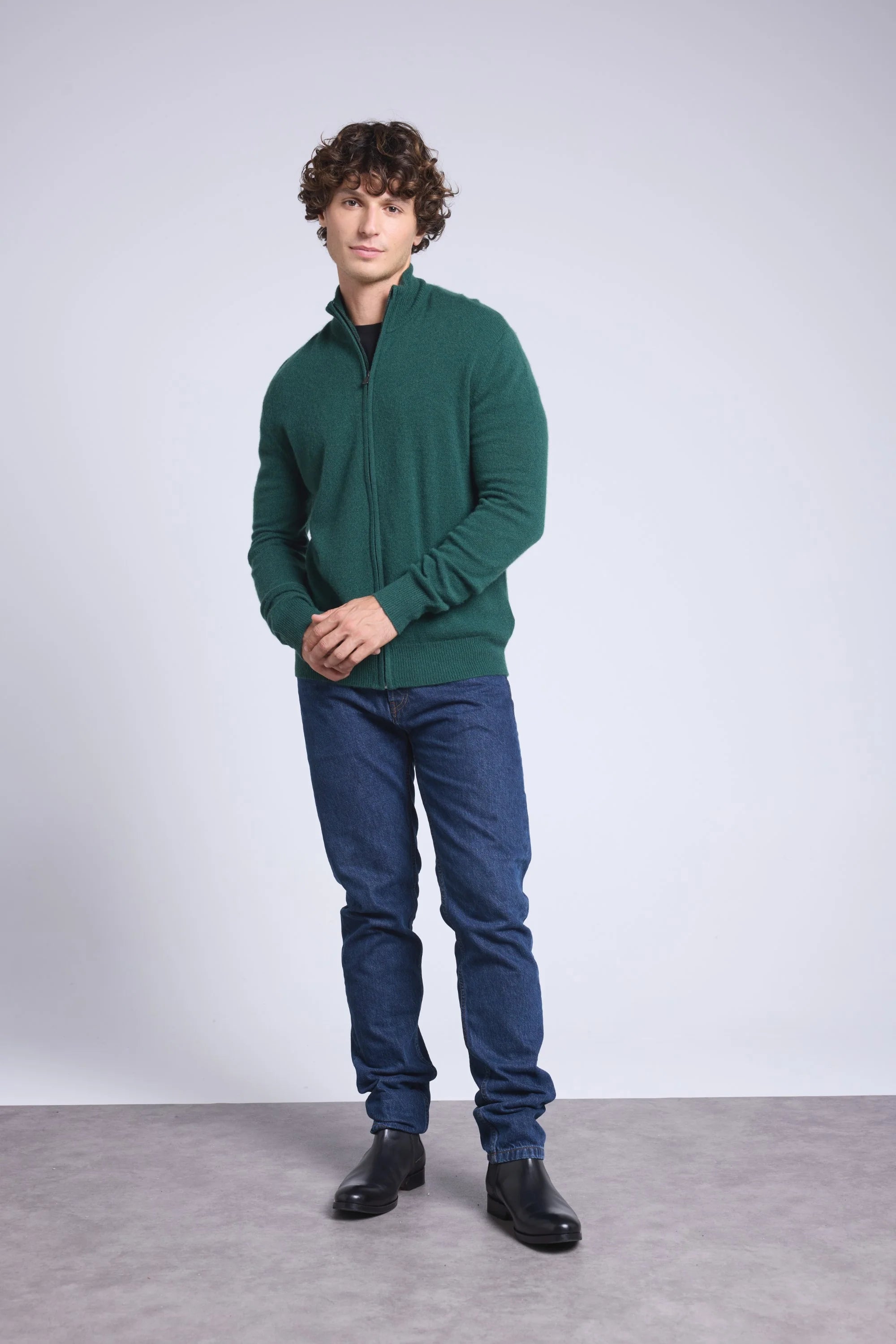 Gilet Zippe Col Montant Leo - Vert Bouteille - Homme