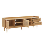 Leon TV Unit - Oak Veneer and Rattan Caning
