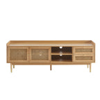 Leon TV Unit - Oak Veneer and Rattan Caning