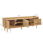 Leon TV Unit - Oak Veneer and Rattan Caning