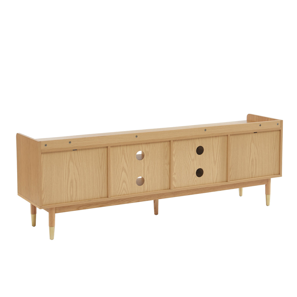 Leon TV Unit - Oak Veneer and Rattan Caning